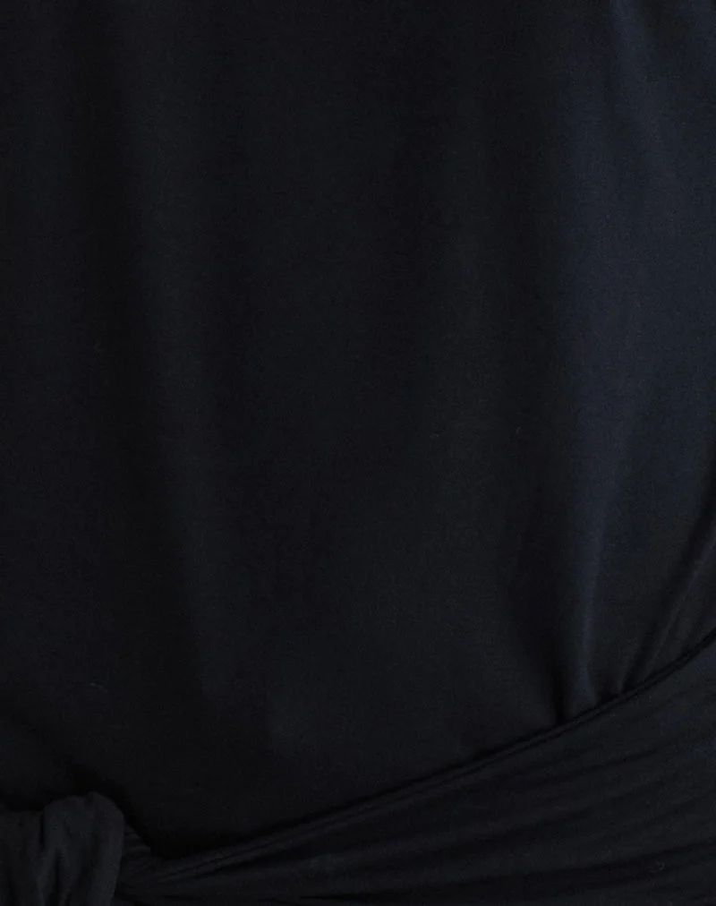 Lola Top mit Bindegürtel aus Rayon-Jersey, schwarz