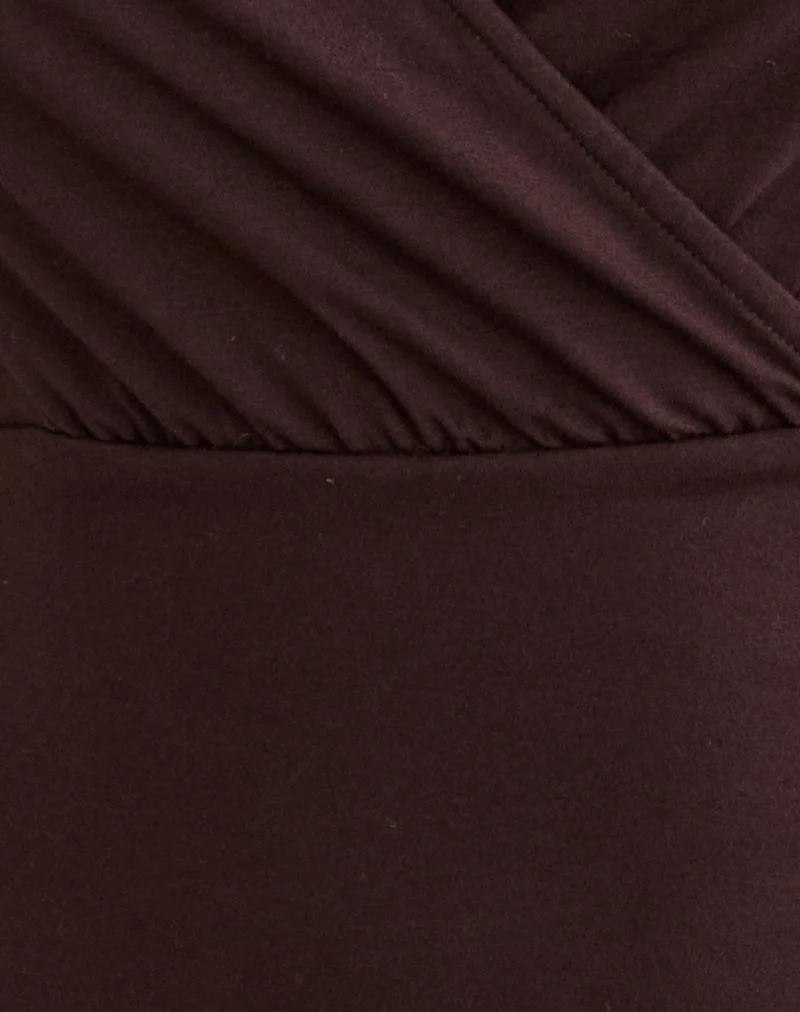 Sheon Langarm-Oberteil aus Rayon-Jersey in Bitter Chocolate