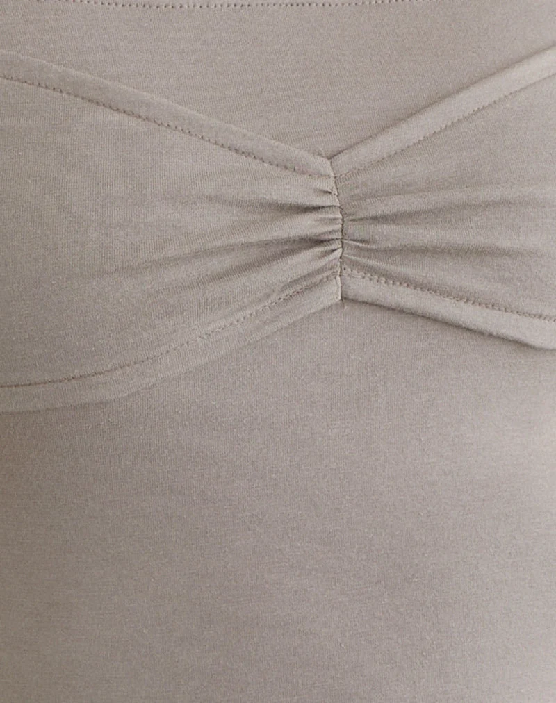 Ursuly Langarm-Bardot-Top in Moon Rock