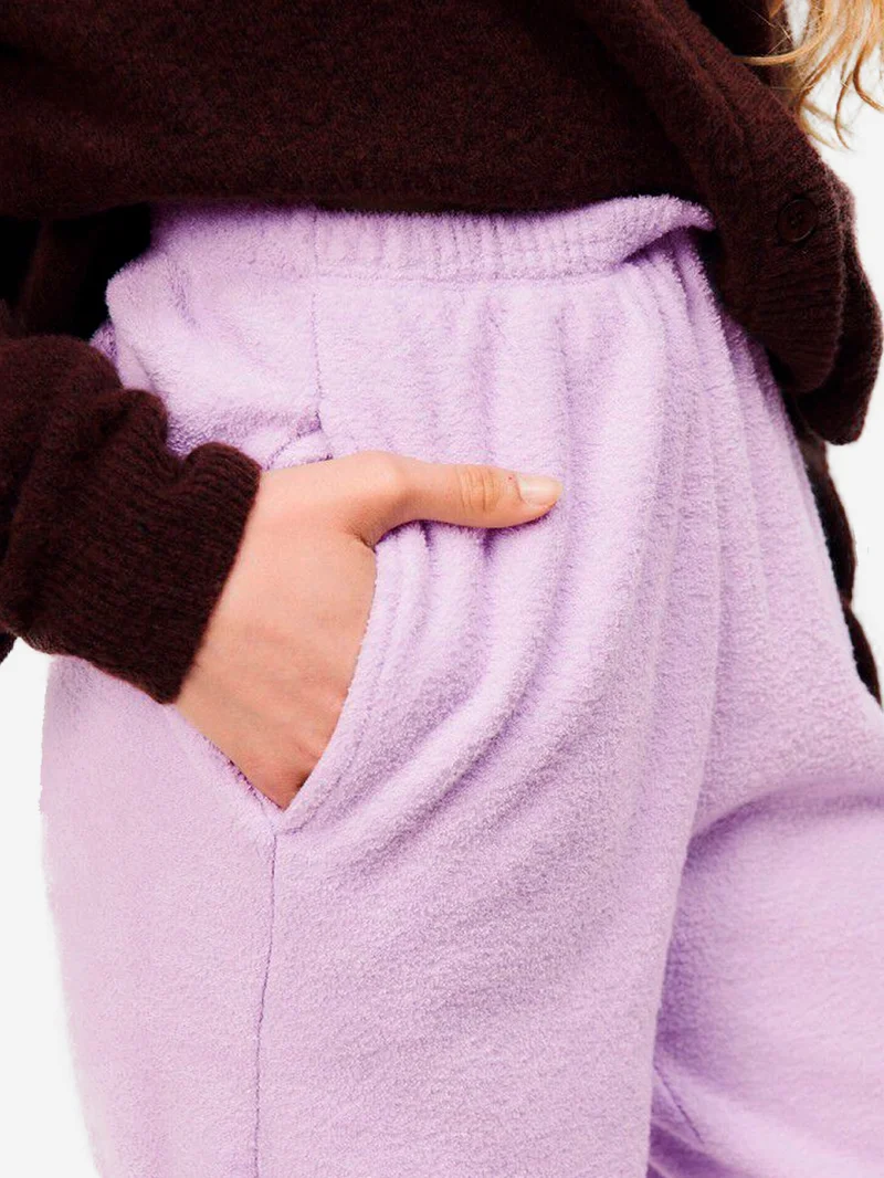 Pantalone jogging testurizzato lilla