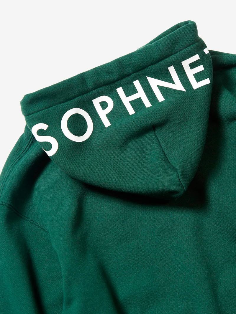 Felpa verde con cappuccio e logo