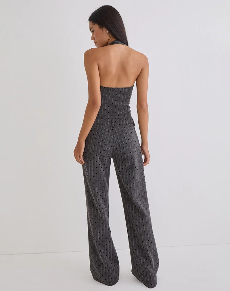 Tatina Hose in Anthrazit mit Polka-Nadelstreifen