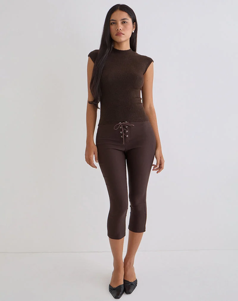 Aelva Schnür-Caprihose in Schneider-Dunkelbraun
