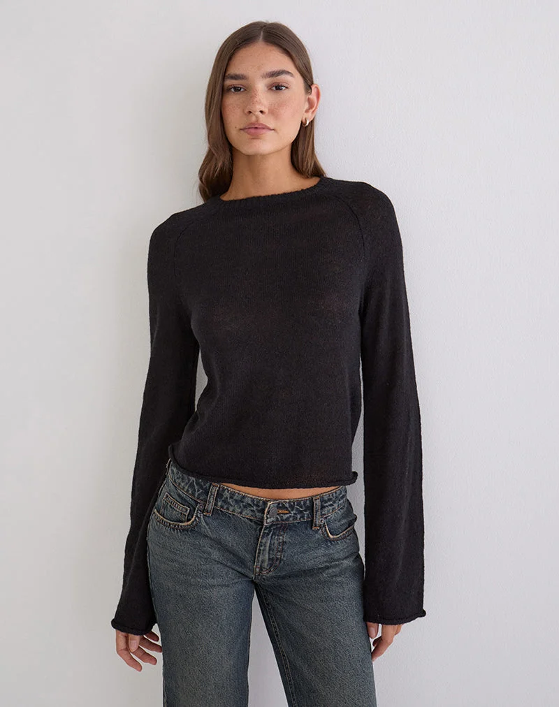 Kaleo Roll Edge Jumper aus Strick, schwarz