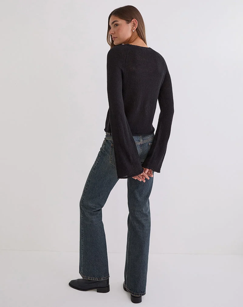 Kaleo Roll Edge Jumper aus Strick, schwarz