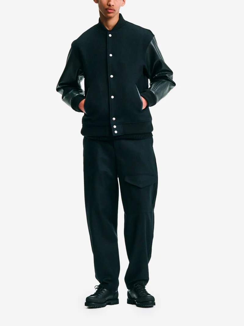 Pantaloni neri 'Royal Navy' in lana Melton