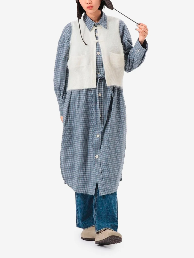 Gilet bianco in misto mohair con bottoni cinesi