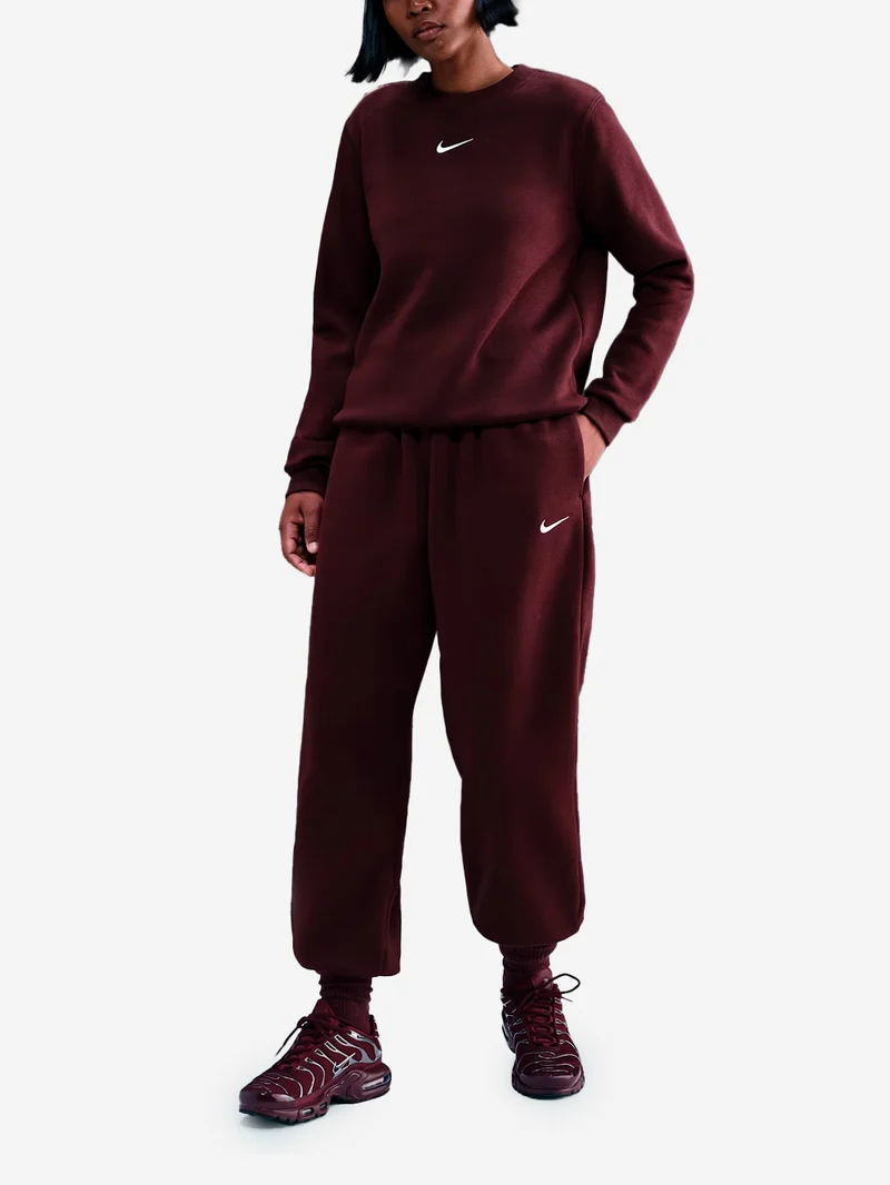 Pantaloni tuta fleece oversize bordeaux