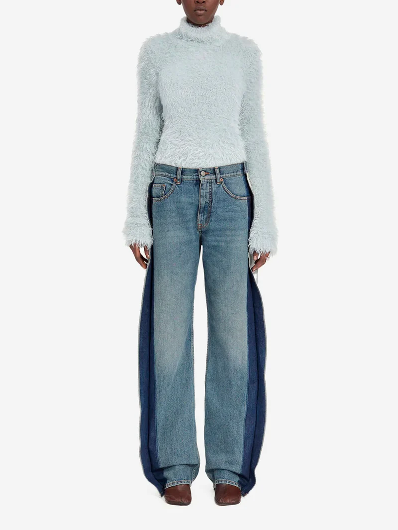 Jeans a gamba dritta decostruiti con pannelli e logo Numeric