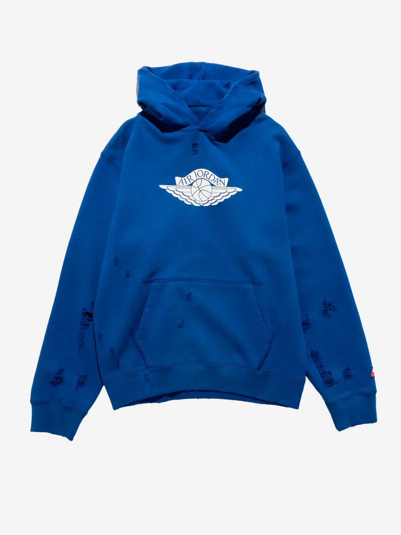 Felpa 'Rare' blu con cappuccio distressed