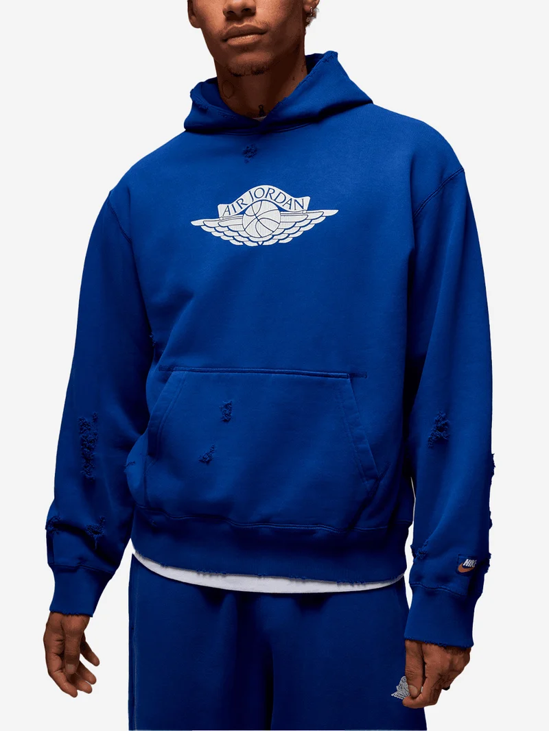 Felpa 'Rare' blu con cappuccio distressed
