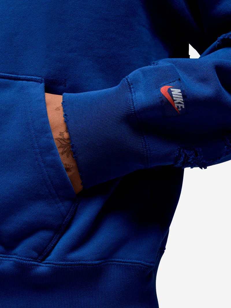 Felpa 'Rare' blu con cappuccio distressed