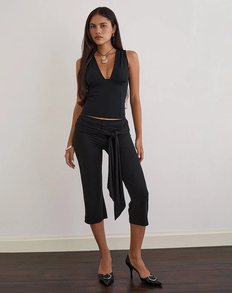 Lynod Plunge Top aus Rayon in Schwarz