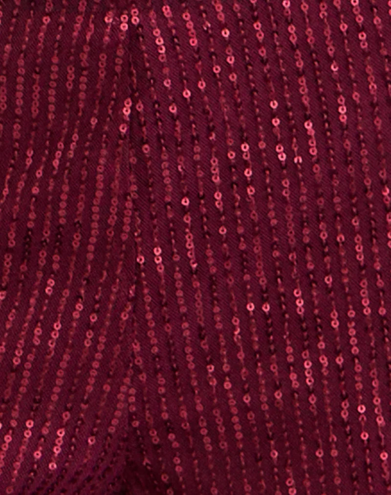 Wilaga Hose mit weitem Bein in Pailletten-Maroon
