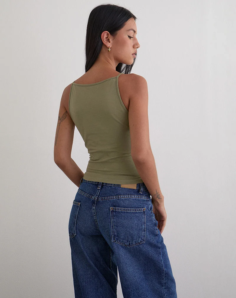Dudley Vest Top aus Jersey Khaki