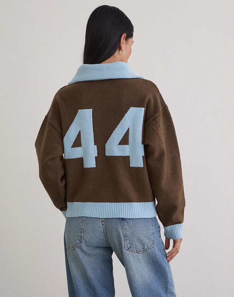 Ayamu Zip-Pullover aus braunem Strick