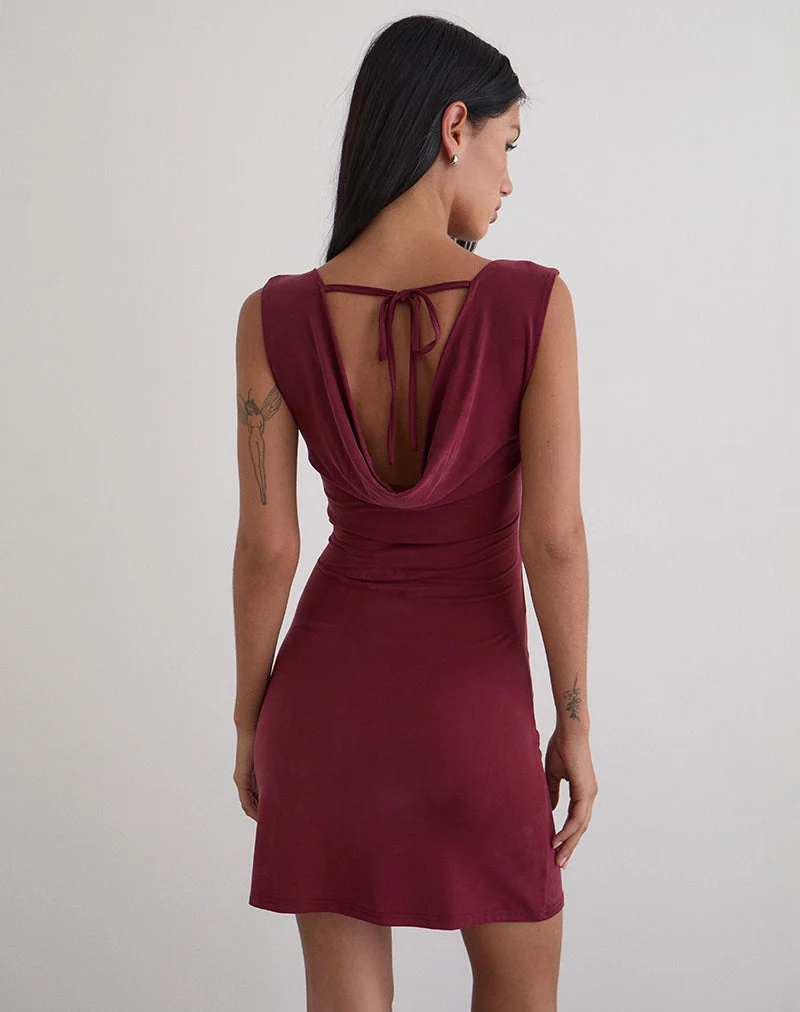 Yuzuki Minikleid aus Cupro Burgundy