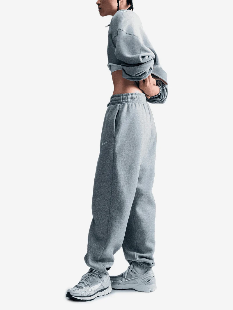 W Pantaloni tuta fleece oversize grigi