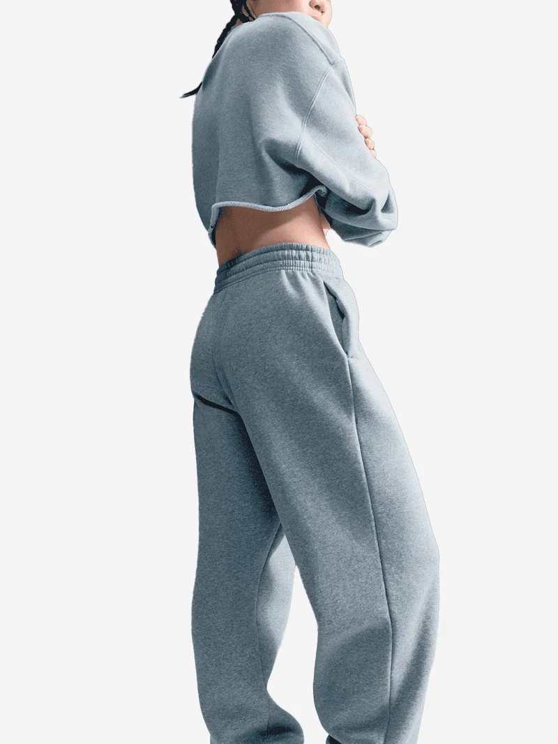 W Pantaloni tuta fleece oversize grigi