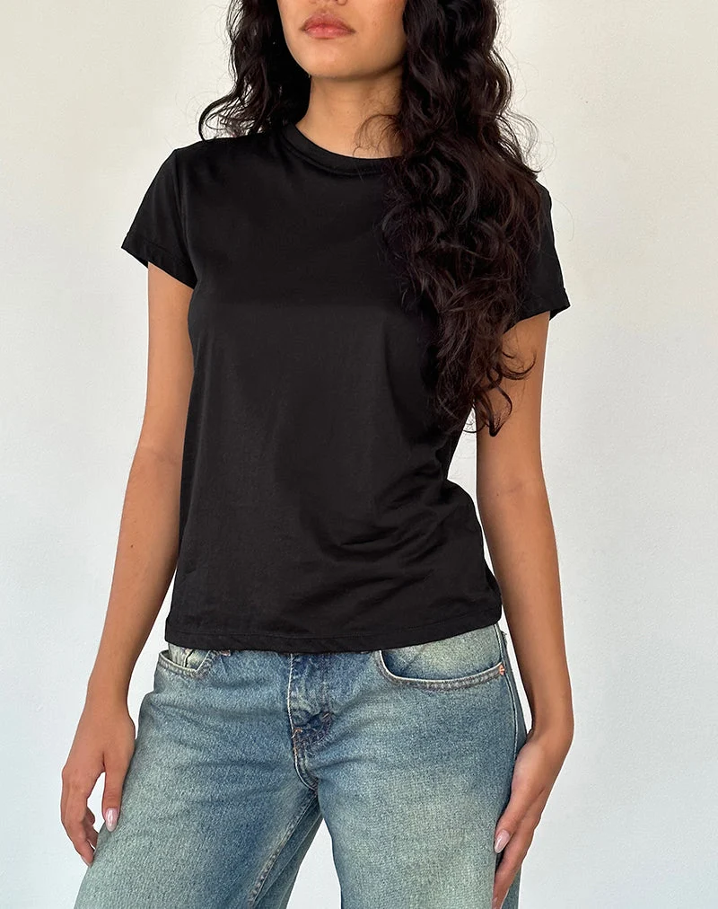 Clio Baggy Tee aus schwarzem Tissue-Jersey