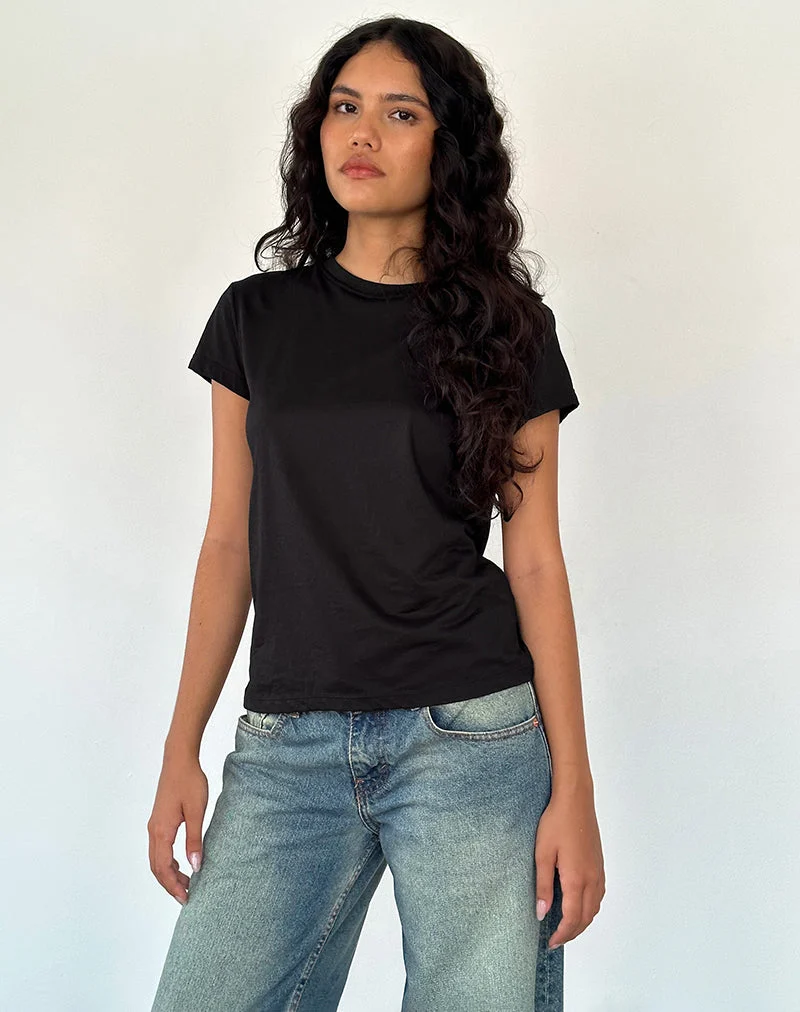Clio Baggy Tee aus schwarzem Tissue-Jersey