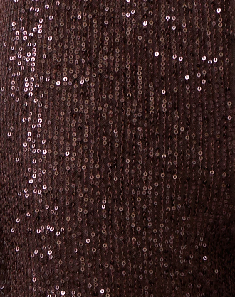 Wilaga Hose mit weitem Bein in Paillettenbraun