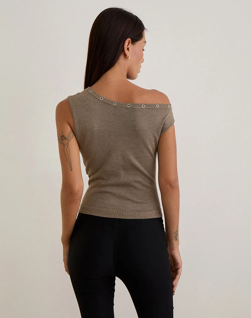 Sojin Top aus Lurex Gold mit Ösen