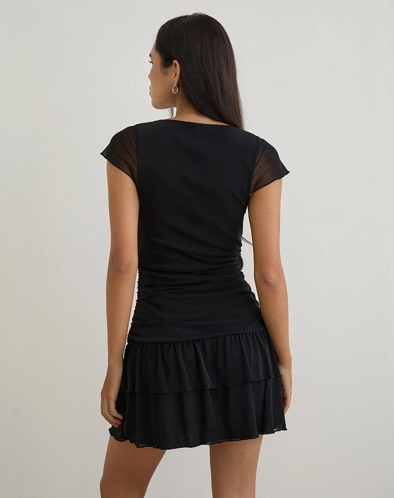 Mowgli Minikleid mit langen Ärmeln in Schwarz