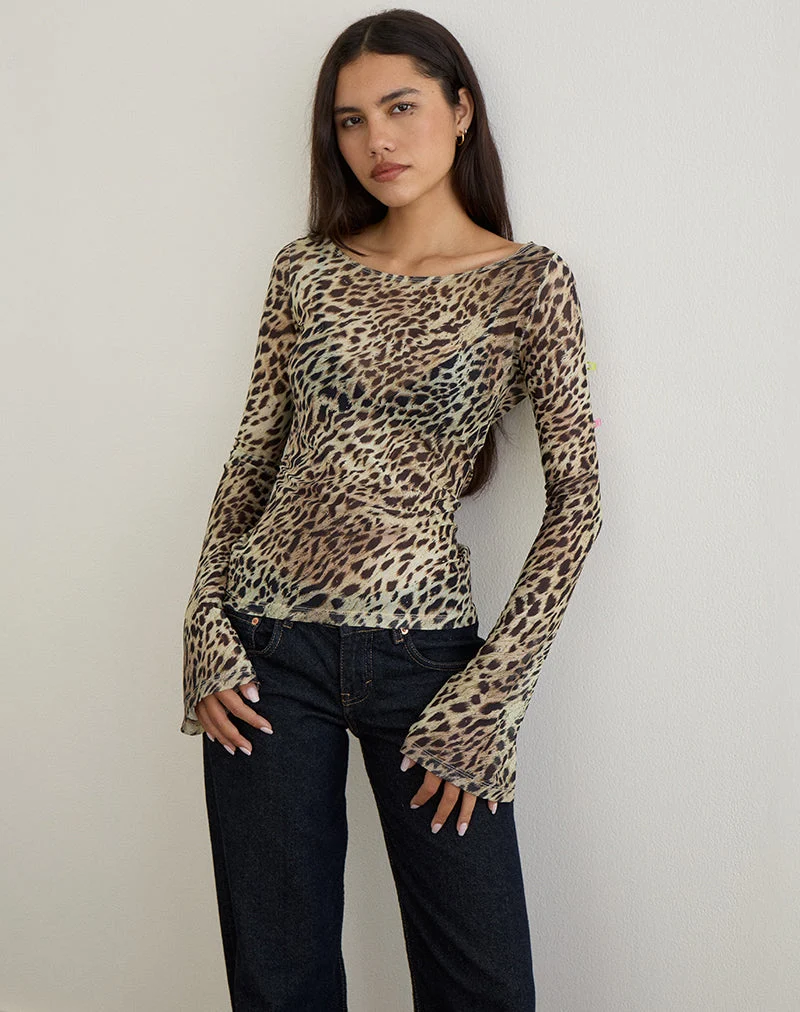 Tineko Langärmeliges Top in Leopard Dance Braun