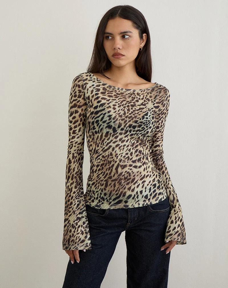 Tineko Langärmeliges Top in Leopard Dance Braun