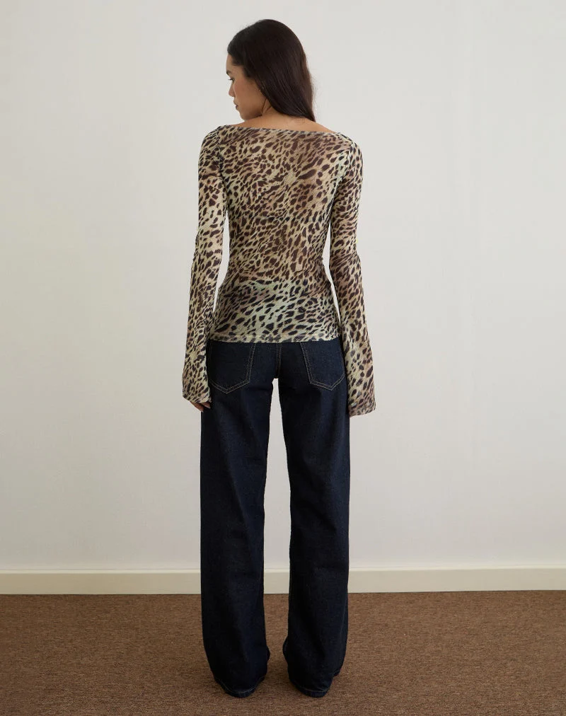 Tineko Langärmeliges Top in Leopard Dance Braun