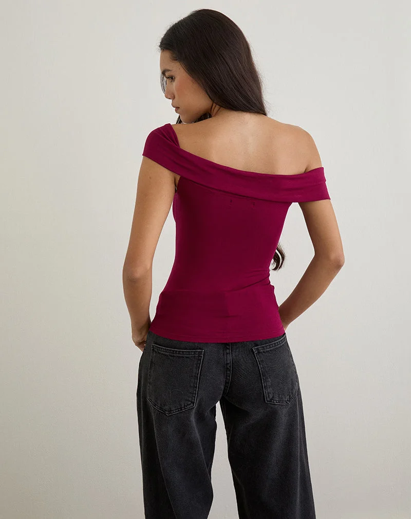 Cuthbe schulterfreies Twist-Top in Burgunderrot