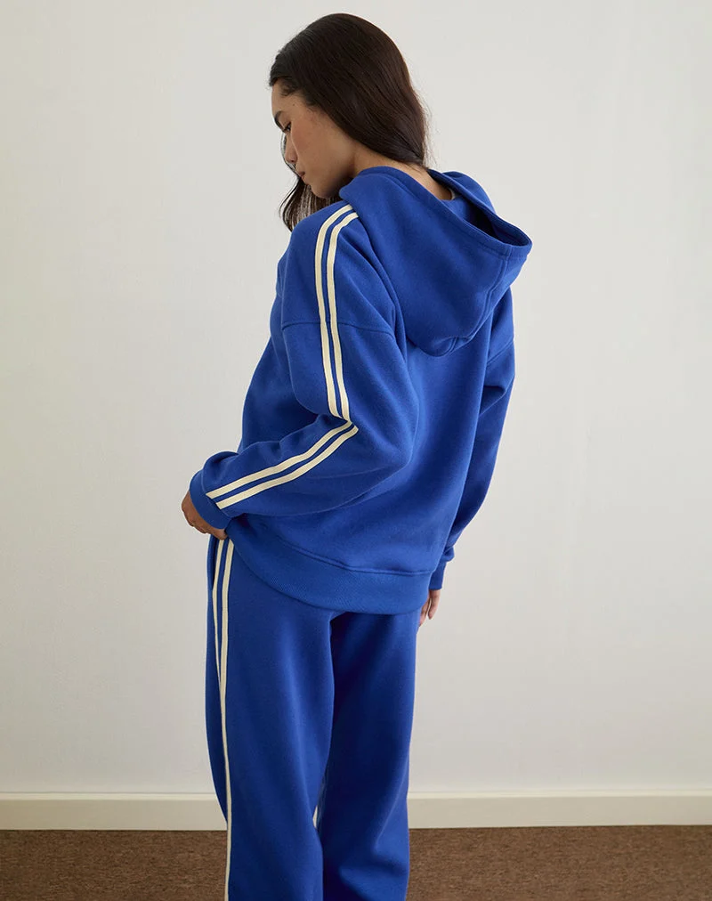 Lingwu Hoodie in Kobaltblau mit Buttermilch-Bindung