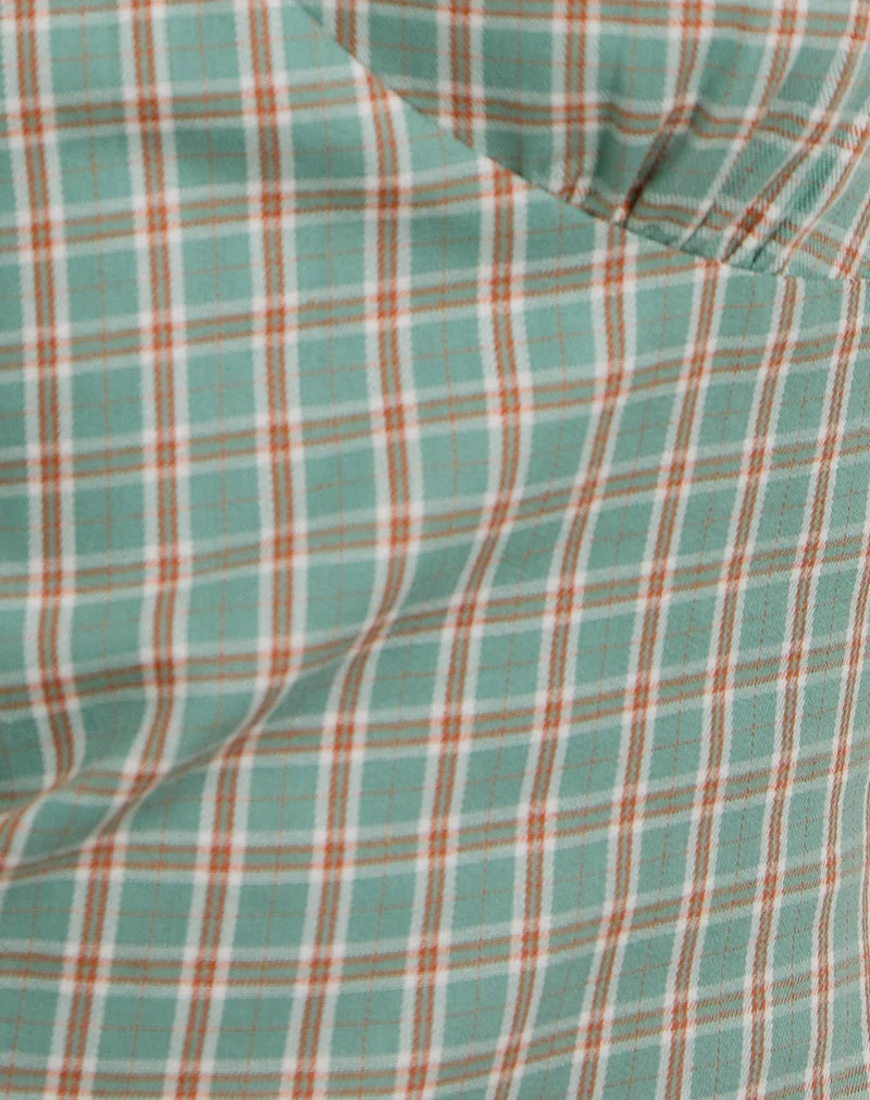 Medora Minikleid mit Schlüsselloch in Teal Check