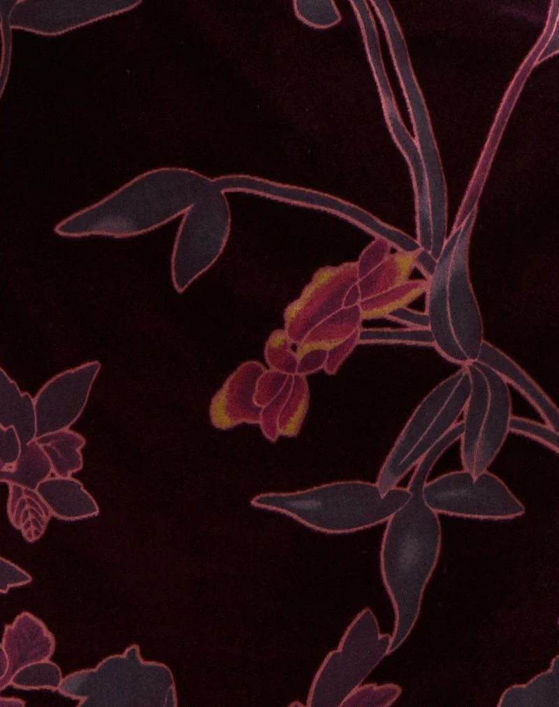 Alitra Minikleid in Floral Devore Burgundy