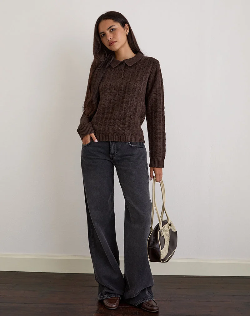 Dalina Strickpullover in Karo Braun