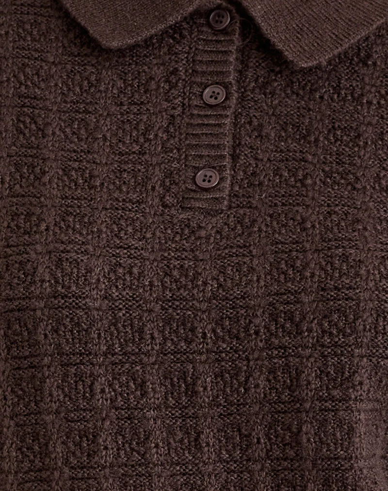 Dalina Strickpullover in Karo Braun