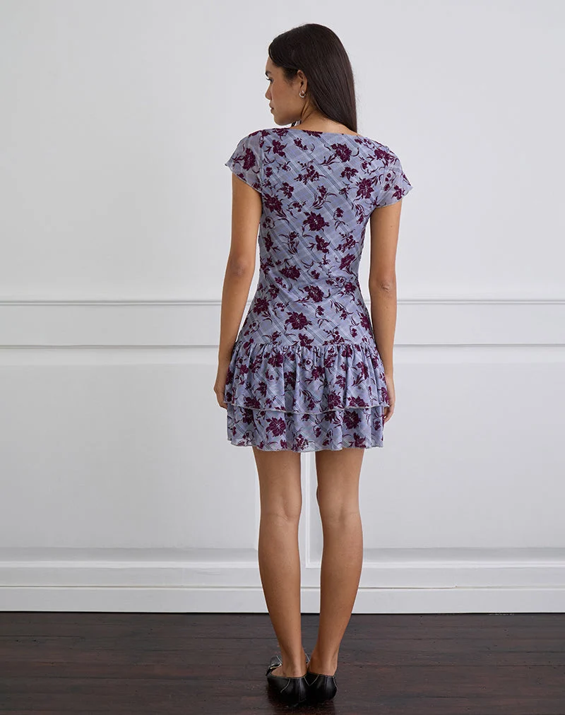 Elaya Kleid in Lotusflock kariert lavendel