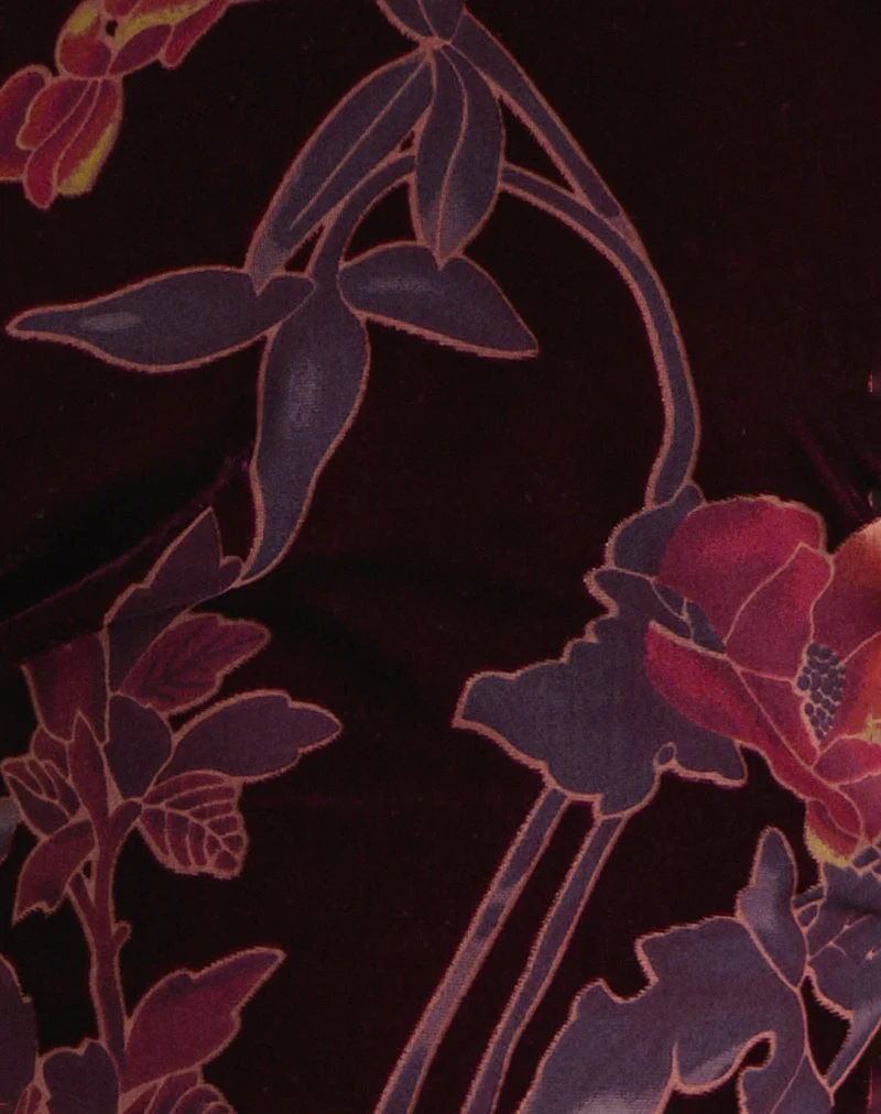 Fiorella Top in Floral Devore Burgundy