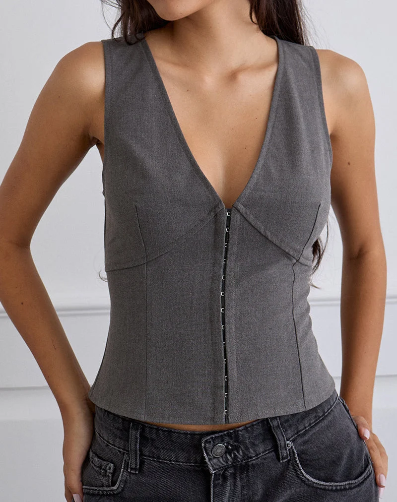 Salpa Taucher-Top in Tailoring Charcoal