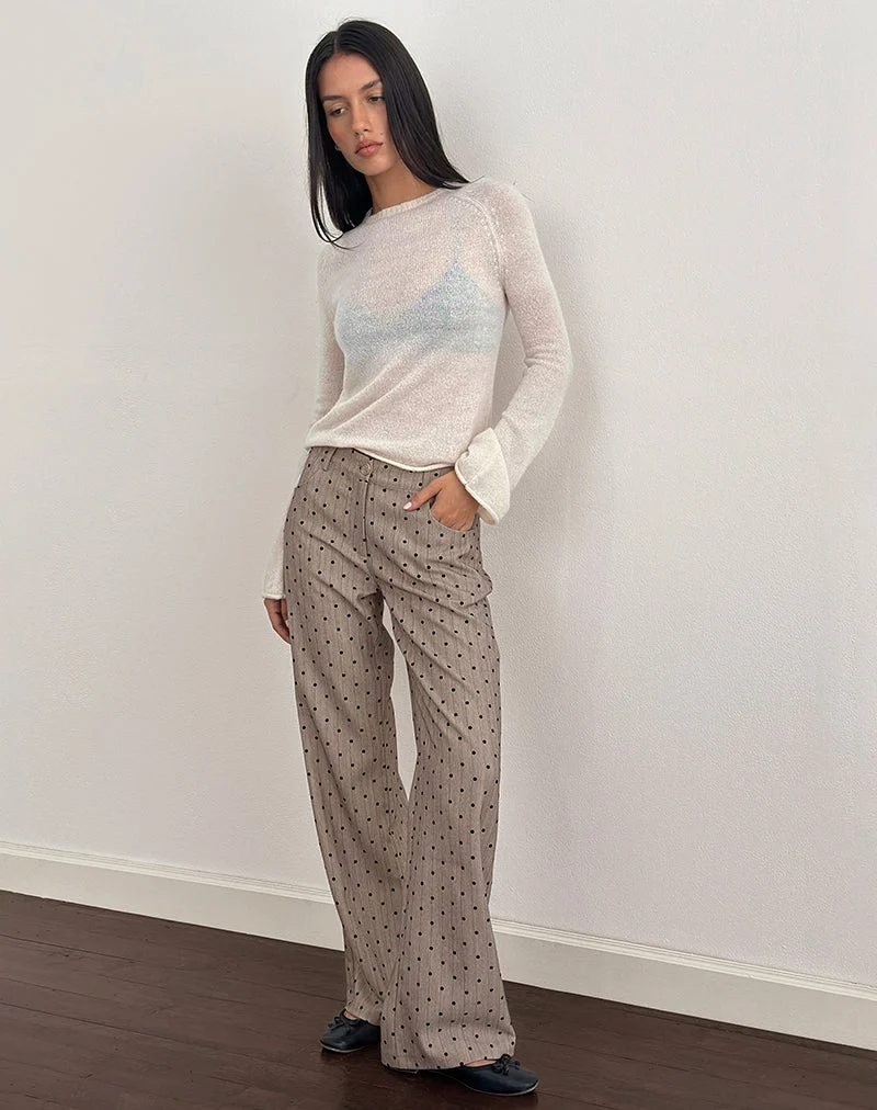Tatina-Hose in Beige mit Polka-Nadelstreifen