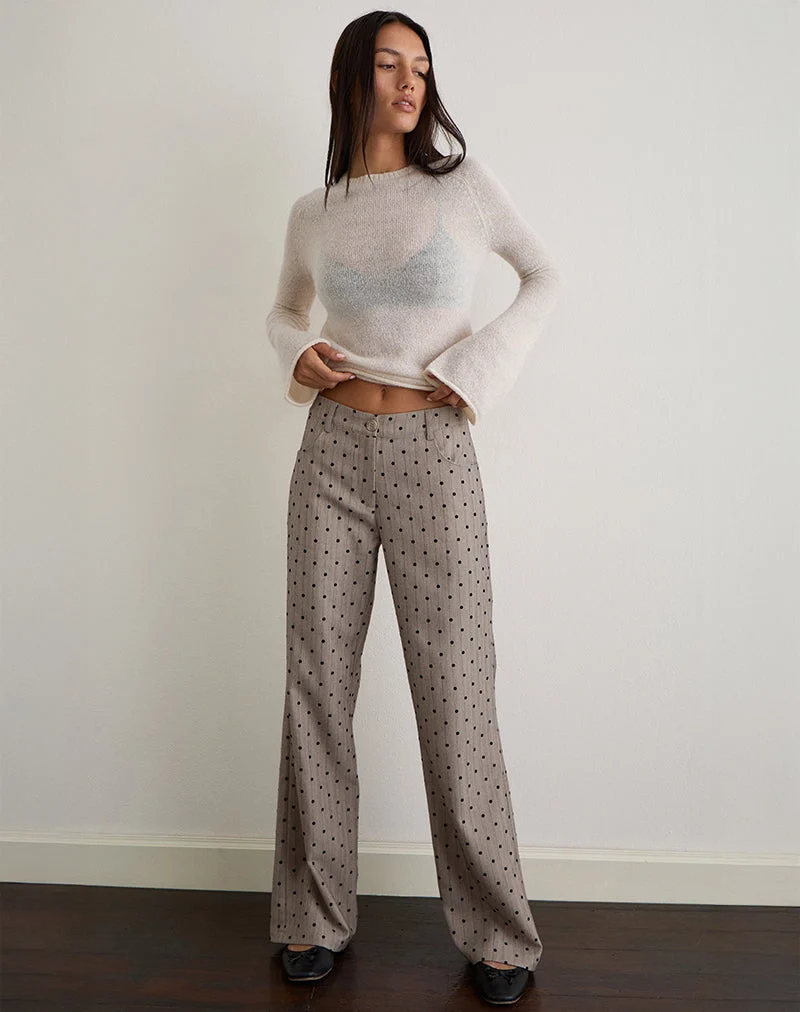 Tatina-Hose in Beige mit Polka-Nadelstreifen