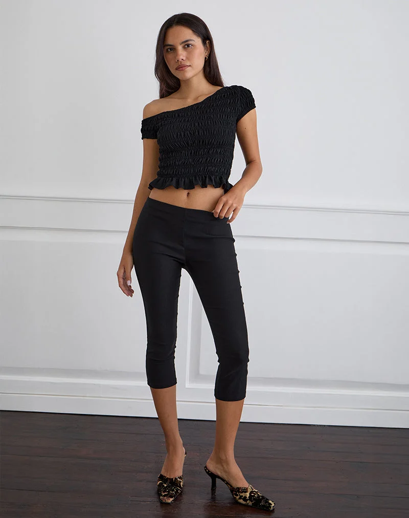 Mirita Gerafftes Top in Schwarz