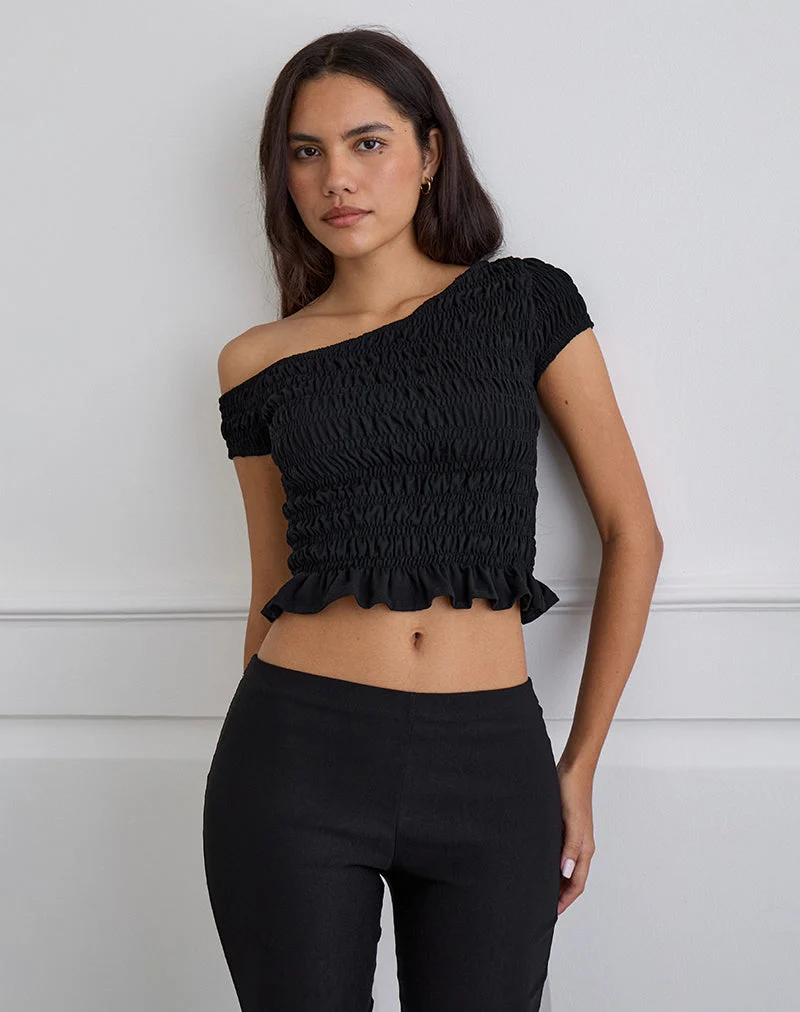 Mirita Gerafftes Top in Schwarz