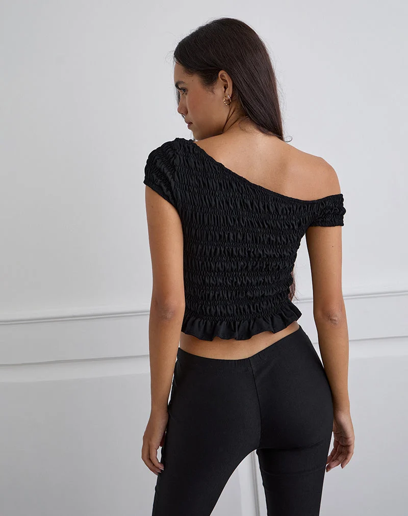 Mirita Gerafftes Top in Schwarz