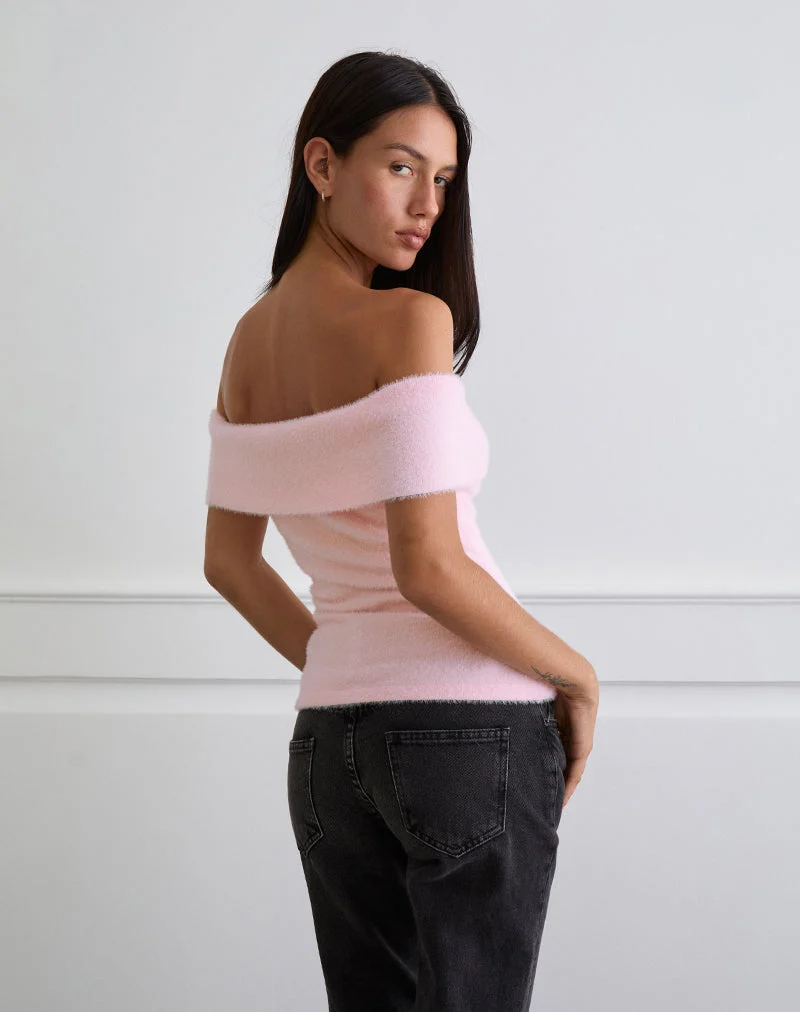 Yurian Schulterfreies Top in zartem Rosa