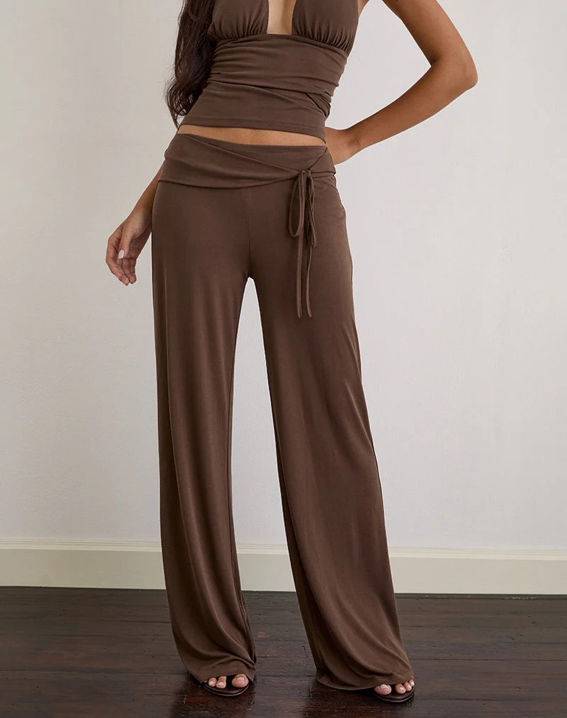 Donata-Hose aus Cupro Dunkelbraun