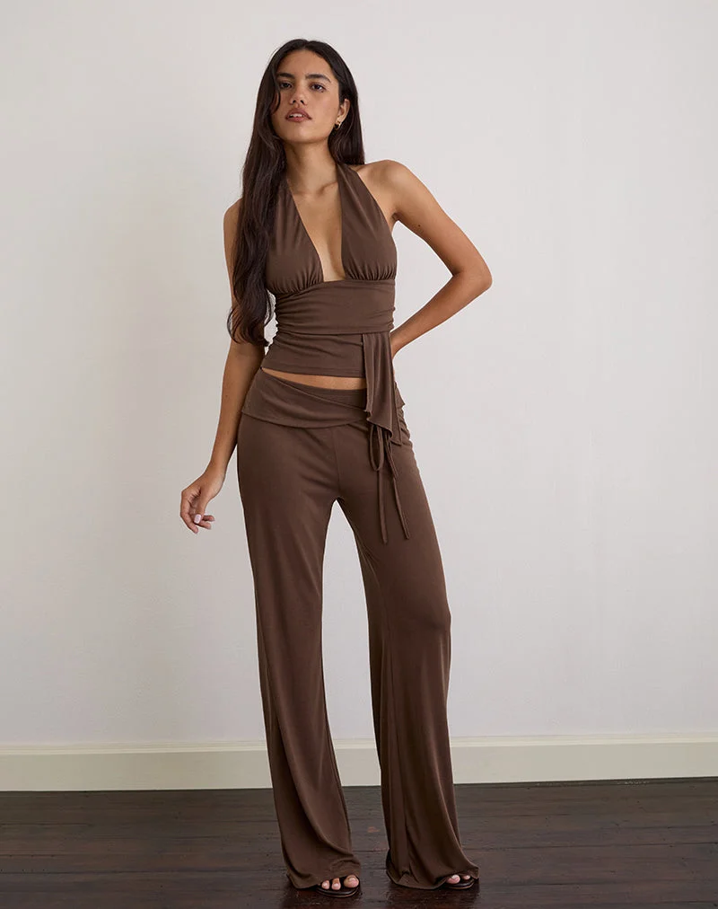 Donata-Hose aus Cupro Dunkelbraun