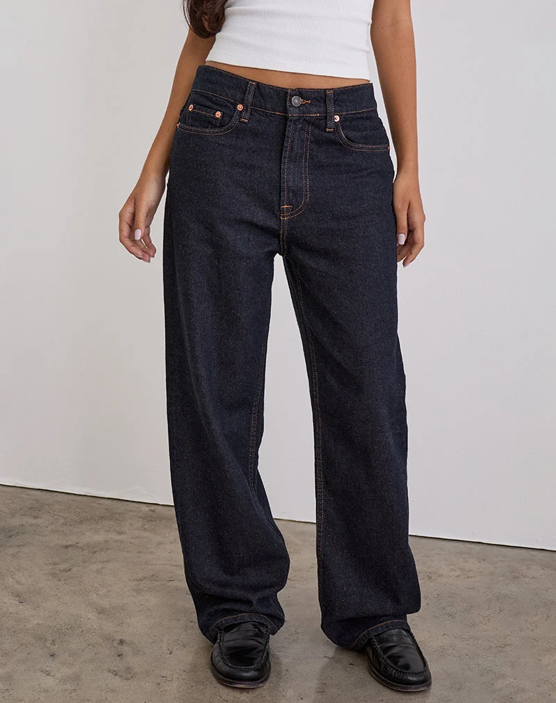 Schmal geschnittene Parallel-Jeans in Indigo