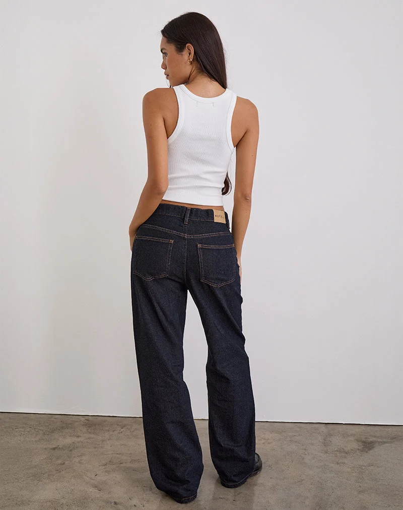Schmal geschnittene Parallel-Jeans in Indigo
